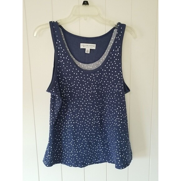 LIVE LOVE LOUNGE Karen Neuburger Tank Top Womens Size Small Blue White Soft - Picture 1 of 10